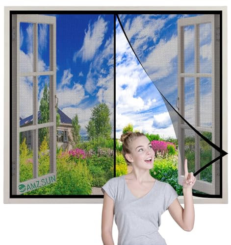 Zanzariera Magnetica per Finestra Nero 175x160cm Magnetica Rete Tenda Anti Zanzare-pertura e Chiusura Silenziosa per Legno, Porte in Alluminio-Facile da Installare