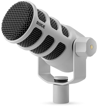 RØDE PodMic USB Dynamic Broadcast Microphone With XLR and USB Connectivity for Podcasting, Streaming and Content Creation (White)