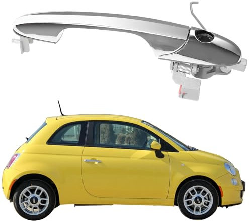 luolety Car Exterior Chrome Door Handle for Fiat 500, Offside Right Driver & Left Passenger Side, 735592026 735592012 Outer Door Handle Compatible with Fiat 500 2007-2016 (Right)