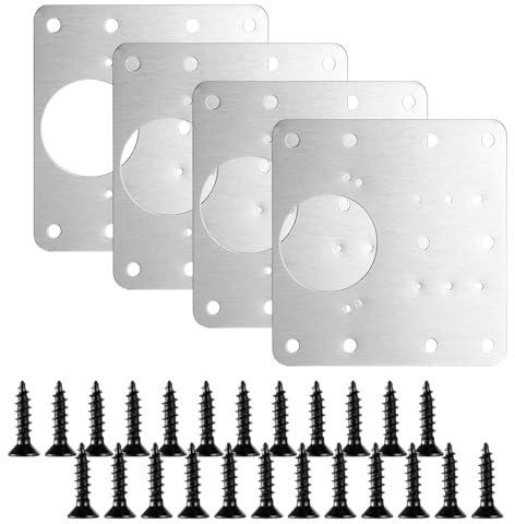 Arcjunys Stainless Steel Hinge Repair Kit - 4Pcs Plates With Screws for Kitchen Door, Cupboard, Wardrobe, Furniture