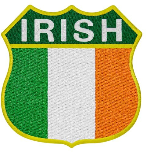 EmbTao Irish Shield Flag Patch Embroidered Badge Biker Applique Iron On Sew On Emblem