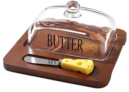 Beurrier en verre avec couvercle, beurrier en verre, porte-beurre | Dôme de citron, assiette avec couvercle, assiettes à beurre, dessert à la maison, cuisine,