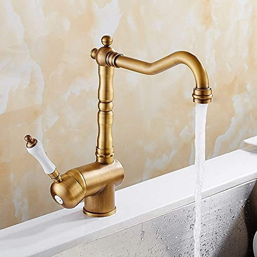 Antike Messing Giraffe Küchenarmatur mit Schwenkauslauf für Waschbecken Waschbecken Vintage Hebel Mischbatterie