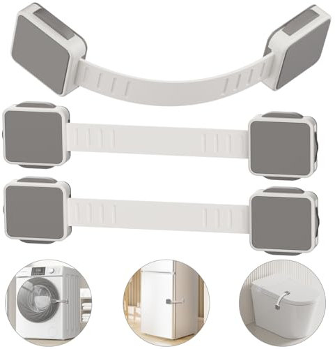 YUESHI PJL 3 Stück Verstellbare Babysicherheits-Schrankschlösser,schranksicherung baby,kindersicherung schubladen, Kindersicherung für Küchenschränke, Kühlschrank, Schubladen,3M Kleber ohne Bohren
