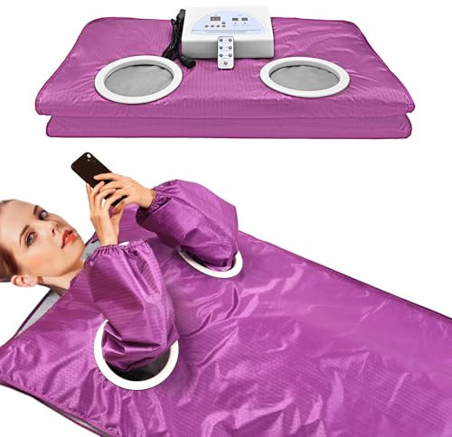 Couverture Sauna Infrarouge, MINENICE 2 Zones Far Infrared Sauna Blanket Professionnel, Portatif Couverture Thermique de Thérapie Infrarouge Lointain Home Spa pour Désintoxication Fitness Beauté