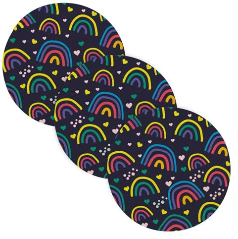 Patrón sin costuras con arco iris azul, 3 piezas de salvamanteles para cuenco que absorbe el agua, para platos calientes, utensilios de cocina, tejido de hilo de algodón