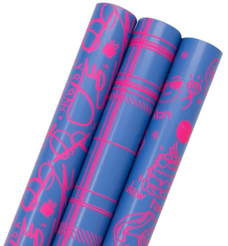 3 Rollen Geschenkpapier, 43 cm x 3 m, brillantes Geschenkpapierrolle, perfekt für Geburtstag, Valentinstag, Muttertag, Hochzeit, Party, Festival, Geschenkdekoration