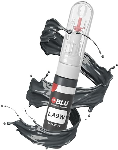 BLU Lackstift Auto kompatibel für VW LA9W GRAU Carbon Steel Grey | Auto Lack Reparatur 2in1 Ausbesserungslack Pinsel + Nadel