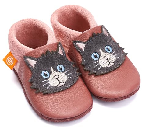 Orangenkinder Bio-Leder Kinder-Hausschuhe – Softsohle Krabbelschuhe & Lauflernschuhe mit Tiermotiven, Öko-Lederpuschen Handmade in Germany für Babys & Kinder