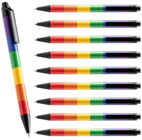 WPRO Regenbogen Kugelschreiber 100er Set aus Recyclingkarton mit Clip blau | Ideal für den täglichen Gebrauch mit nachhaltiger Materialwahl und angenehmer Handhabung bei jeder Schreibaufgabe.