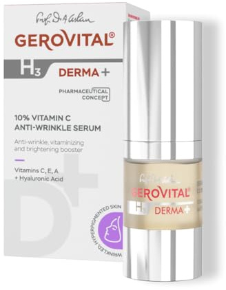 Gerovital H3 Derma+ Dermokosmetisches Vitamin C Serum 10%, 15 ml | Aufhellende und feuchtigkeitsspendende Pflege für einen ebenmäßigeren Teint mit antioxidativem Vitamin C