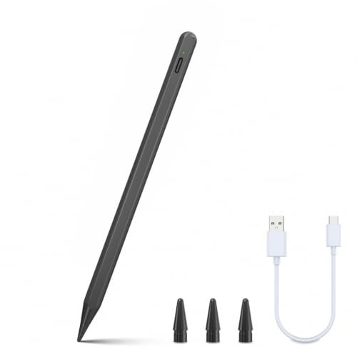 iPad Stift, 15h Akku, 2X Schnellladung, Handflächenerkennung, DE Support | Kompatibel iPad 2018-2026, iPad 7-11 A16, Mini 5/6/7, Air 3-5& M2/M3/M4, Pro 11/12.9/13 Zoll, Pixelgenaue Eingabe, Schwarz
