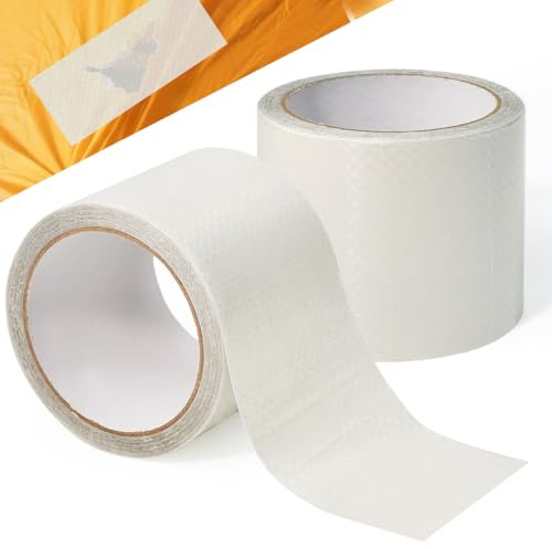 VGECEE Einfachseitiges Reparaturband 2 Rollen Planenband Transparent Zelt Reparatur Klebeband 8cm x 8m Reparaturband Durchsichtig Wasserfestes Zeltklebeband Textilklebeband Markisenstoff Reparaturset