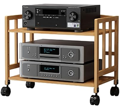HOLGVE 2/3/4/5-stufiger Audio Rack HiFi Regal, AV-Audio-Rack Mit Verstellbaren Einlegeböden, Mobiler Offener Stereoschrank Aus Bambus, TV-Ständer(2 Tier 70x38x53CM)