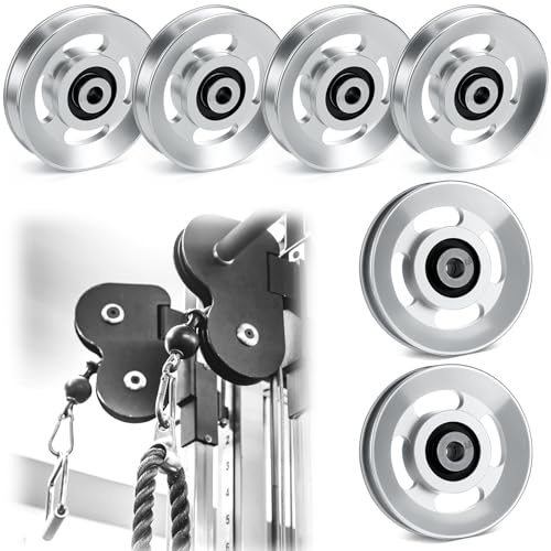 Soulchen 2/4/6/8/10/12 Stück Aluminium-Riemenscheiben für Kabelmaschinen-Sets, 90 mm/95 mm, Aluminiumlegierung, Kugellager, Fitness-Riemenscheibe für Zuhause, Fitnessstudio, Übungen, Pulldown-Aufsätze