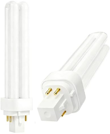 2PCS 4 Pin G24q-2 18W PLC CFL Compact Fluorescent Lamp Energy Saving Light Bulbs 2U 1500LM Double Tube Warm White 2700K Non-Dimmable AC 220-240V for Bathroom Bedroom Corridor Kitchen Office Hallway