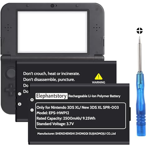 Elephantstory SPR-003 Akku für Nintendo 3DS XL/New 3DS XL, 2500 mAh Kapazität Lithium-Polymer Ersatzakku mit Reparaturwerkzeug