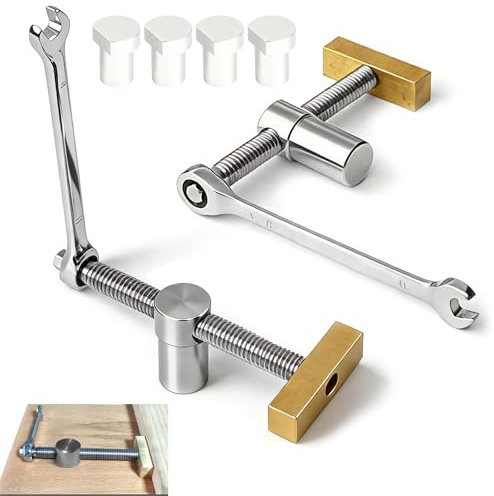 Tisch Werkbank Klemme, 2 Stück Holzbearbeitung Bankhaken 20mm, Niederhalter Werkbank Klemme, Hundeklemmen mit 4 Bench Dogs, Holzbearbeitung Schreibtisch Clip, Niederhalter für Hobelbank