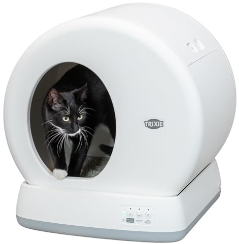 TRIXIE self-cleaning cat litter tray 53 x 55.5 x 52 cm – for lasting cleanliness – with UK plug – practical, electric litter tray for cats weighing 1.5 kg or more – quiet & safe