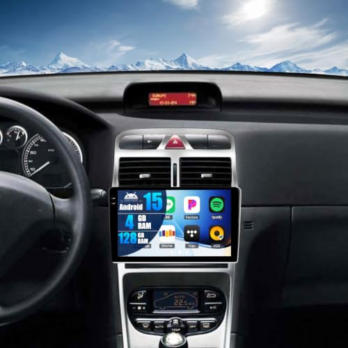 4G+128G GOHHDL Radio Coche para Peugeot 307 SW CC 2002-2013+CANBUS | Radio para Coche de 9 Pulgadas con Carplay Android Auto GPS WiFi Bluetooth FM/RDS EQ SWC Cámara+MIC