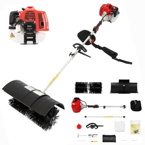 Spazzaneve manuale a benzina a 2 tempi, 52 cc, 2,3 CV, con tracolla, spazzaneve manuale, spazzaneve a benzina, per rimuovere foglie, terra e fango