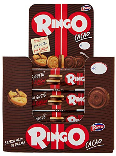 Pavesi Espositore Ringo, Biscotti Farciti con Crema al Gusto Cacao per Colazione o Gustoso Snack, senza Olio di Palma, Espositore con 24 Pezzi da 55 g, Totale: 1320 g