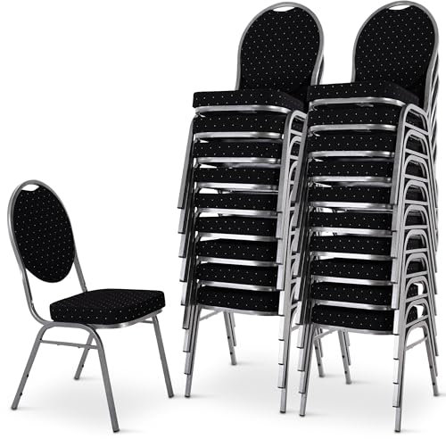 Raburg Stapelstuhl 20er Set DAVID - stabil bis 150 kg in SCHWARZ, Bestseller in Gewerbequalität + stapelbar für: Konferenz, Seminar, Wartezimmer, Bankett, Behörde, Schule/Uni & Gastro/Hotel