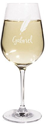printplanet® Weißweinglas mit Namen Gabriel graviert - Leonardo® Weinglas mit Gravur - Design Feder