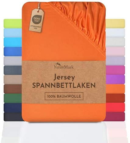 NatureMark Jersey Spannbettlaken, Spannbetttuch 100% Baumwolle in vielen Größen und Farben MARKENQUALITÄT ÖKOTEX Standard 100 | 140 x 200 cm - 160 x 200 cm - terrakotta