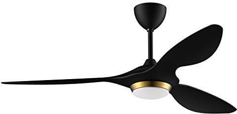 reiga Ventilatore da soffitto intelligente in oro nero da 132 cm con illuminazione LED dimmerabile Telecomando Lame moderne Motore CC reversibile silenzioso, 6 velocità, timer