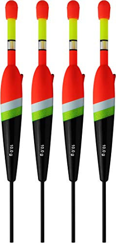 4 Stück Knicklichtposen Durchlaufposen mit Schnurinnenführung als Set zum Nachtangeln inkl. 4 Knichlichter, Tragkraft Posen:10 Gramm