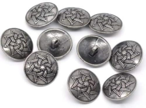Handarbeit-Lieblingsladen 20 Metallknöpfe 20mm rund antiksilber Knöpfe Knopf Ösenknopf Keltik-Muster