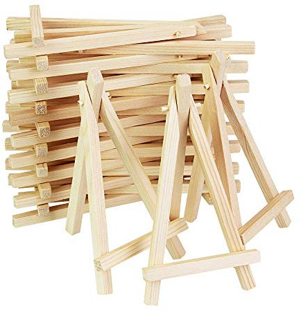 KBNIAN 20 Stück Mini Holz Staffelei Dreieck Staffelei Bilderrahmen Display Dreieck Faltbar Holzstaffelei für Hochzeit Weihnachten Party & Bar(15 * 8 * 1.7cm)