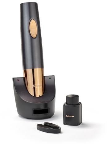 Cuisinart Wiederaufladbarer automatischer Weinöffner mit Vakuumversiegler | Flaschenöffner mit Korkenzieher | bis zu 80 Flaschen | Integrierter Folienschneider | Geschenk für Weinliebhaber | Schwarz