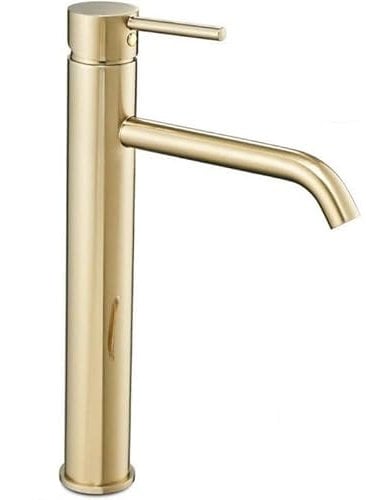 Rea Robinet Lungo Gold De Salle Bain, Mitigeur De Lavabo Ou Vasque À Poser, Pour Salle De Bain Ou Wc, Chromé, Laiton, Couleur Or, Diffuseur De Goutte Aérien