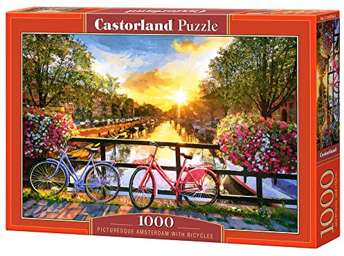 Castorland C-104536-2 Picturesque with Bicycles 1000 Piece Jigsaw Biber Puzzle pièces : Amsterdam en vélo, Mehrfarbig