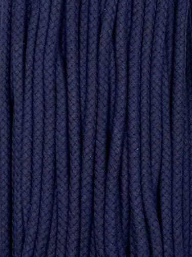 Kordel Baumwolle 8mm rund Schnur Turnbeutel Seil 17 Farben (Dunkelblau, 5m)
