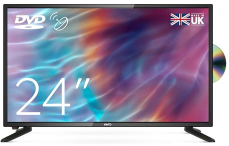 Cello ZSF0242 24 inch Full HD LED TV | Built-in DVD Player | Made in UK | Freeview TV HD | Satellite Receiver | HDMI | USB 2.0 | Record Live | TV with DVD Player Built in, Perfect for Your Kitchen