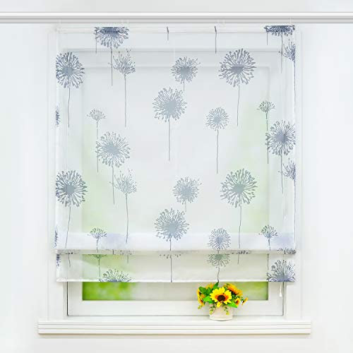 Joyswahl transparentes Raffrollo mit Pusteblume Druck Raffgardine mit Klettschiene »Aleyna« Schals Fenster Gardine BxH 140x140cm 1 Stück