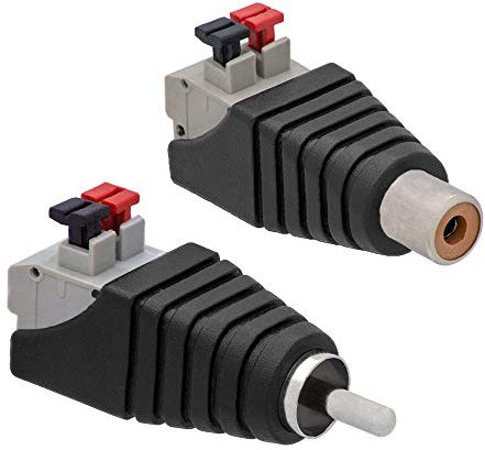 E.T 1x Cinch Buchse + 1x Cinch Stecker RCA >Terminal Block 2 Pin Adapter Druck Klemmen Set