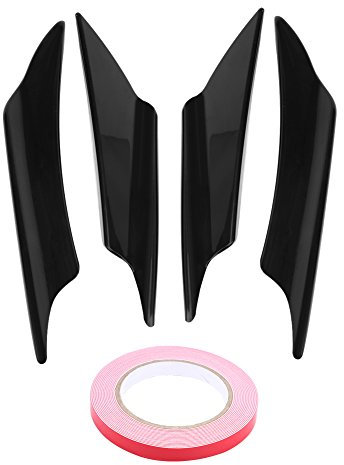 Spoiler per paraurti anteriore, 4 pezzi Spoiler per carrozzeria universale Paraurti anteriore Lip Splitter Alette Trim(Nero non verniciato)