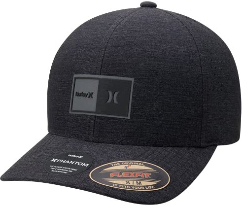 Hurley Men's Baseball Cap - Phantom Advance Stretch Fitted Hat, UPF 50, Size S/M, Premium Black