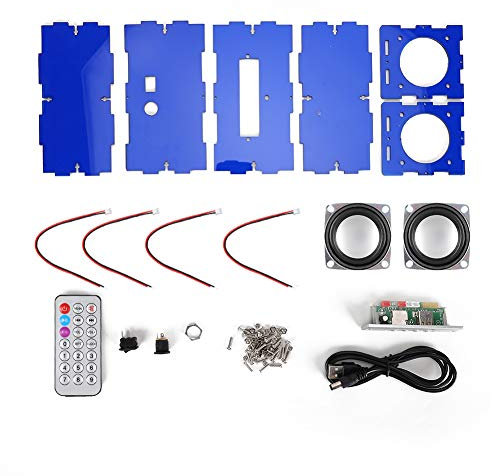 Jenngaoo Bluetooth Lautsprecher Bausatz, 3 W Mini MP3 Musik Stereo Power Wireless Verstärker Lautsprecher mit Fernbedienung für Kinder, Jugendliche und Erwachsene(Blau)