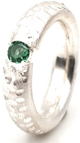 LeoLars-PABE Grün-Blauer Turmalin Design Ring, Gr.56 (18), aus 925er Silber, Massiv, Structure Design, Unikat, Handarbeit