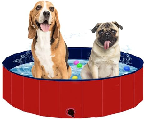Favuit Piscine pour Chien Pliable, Baignoire Chiens et Chats Pataugeoire pour Grands Chiens et Petits Chiens en PVC Stable et Antidérapant Piscine de Bain Portable pour Animaux de Compagnie