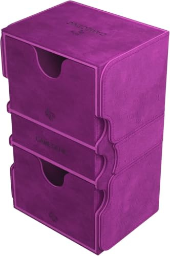 Gamegenic, Stronghold 200+ XL Purple, Zubehör | Aufbewahrung von Karten und Zubehör, 2 Kartenhalter + 1 Zubehörbox, fasst bis zu 200 doppelt eingehüllte Karten, Farbe: Lila