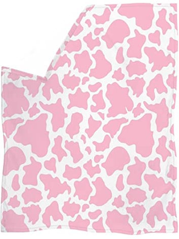 Howilath Rosa und Weiß Milchkuh Druck Damen Mädchen Weiche flauschige Decke Plüsch Leichte Decke Fleece Überwurf Decke - M
