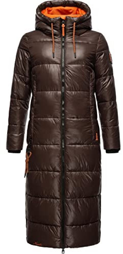Navahoo Damen Warmer Winter Steppmantel mit Kapuze Schmuseengel Dark Choco Gr. XXL