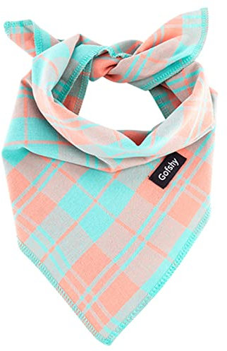 Gofshy Frühling Hundehalstuch für große Hunde, lebendige Farbe, orange, grün, kariert, verstellbar, Taschentuch, Zubehör für kleine Hunde und Katzen (S)