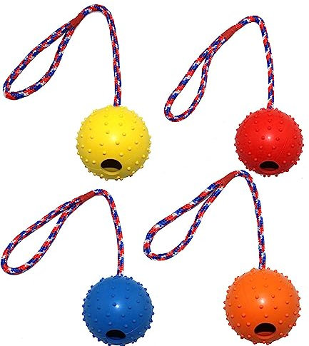 4 Stücke Hunde Ball auf Seil Interaktiver Hunde Training Ball Hunde Spielzeug Ball auf Seil Belohnung Übung Spielzeug